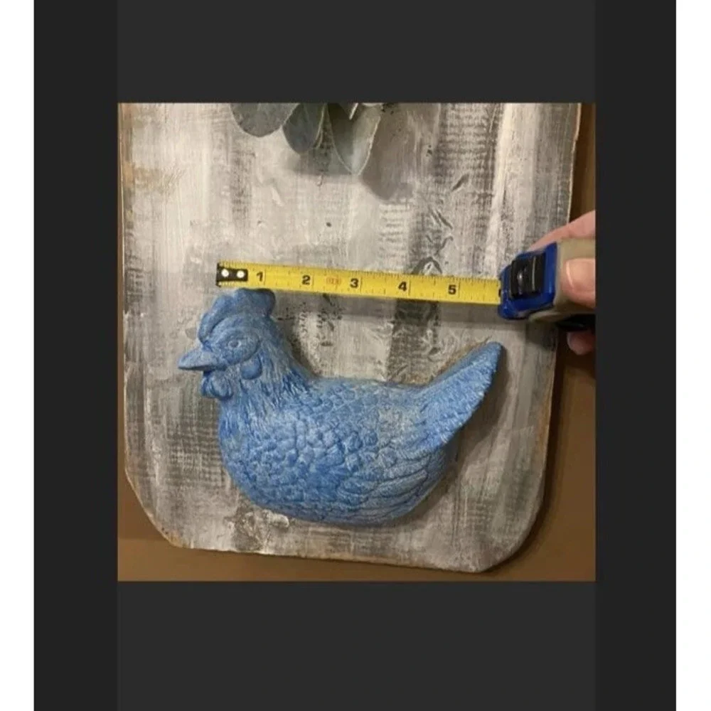 Handmade Wood Cutting Board Wall Art Ceramic Chicken Farmhouse Cottage Primitive
